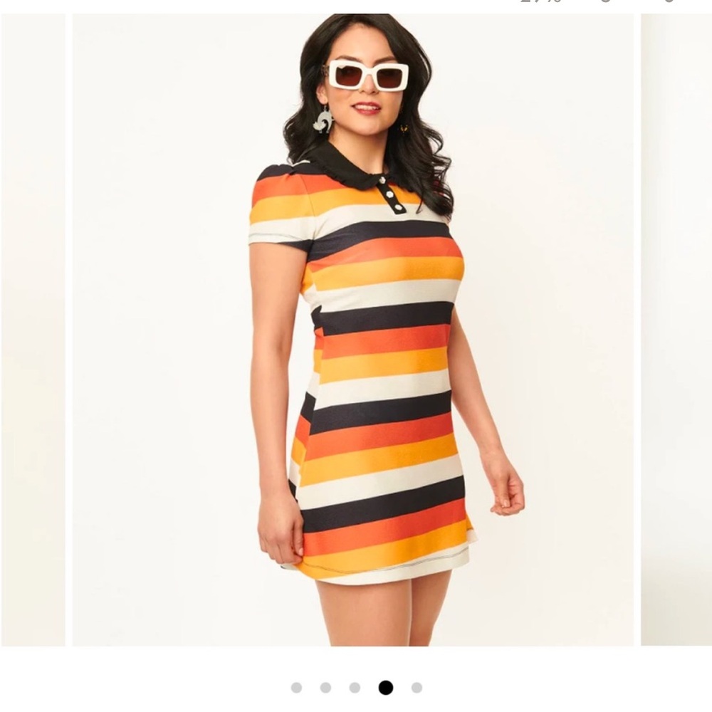 NWT Unique Vintage Candy corn striped dress size XS